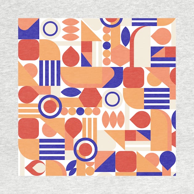 Geometric pattern mid century modern orange blue by soycarola